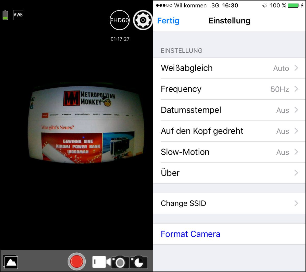 rollei actioncam 420 app wifi settings