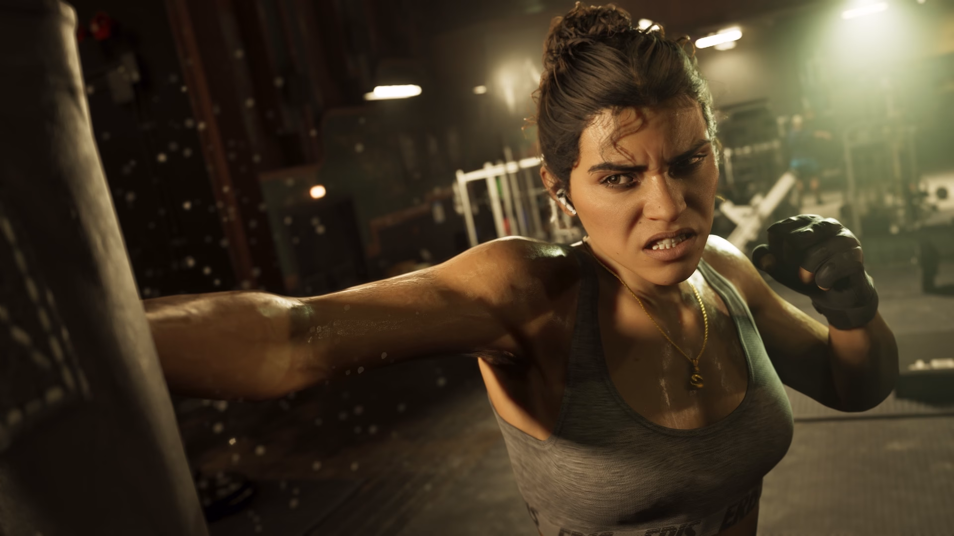 Lucia Caminos trainiert im Fitnessstudio in GTA VI