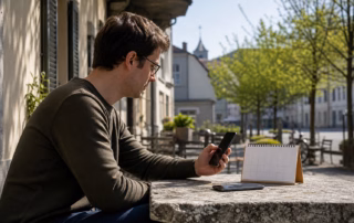 Person vergleicht zwei Smartphones neben einem Kalender vor dem Pixel-11-Termin