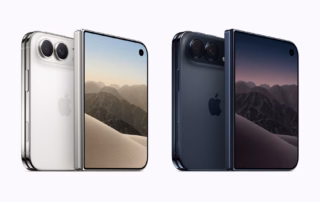 Apple iPhone Duo in Sternenweiß und Nachthimmel geöffnet und geschlossen