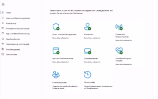 Windows-Sicherheit mit grünem Sicherheitsstatus und aktiviertem Virenschutz