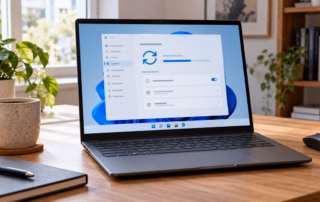 Windows 11 Laptop mit geöffneten Update-Einstellungen